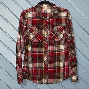 Duluth Trading Co. Cotton Blend Red Plaid Button Down Shirt